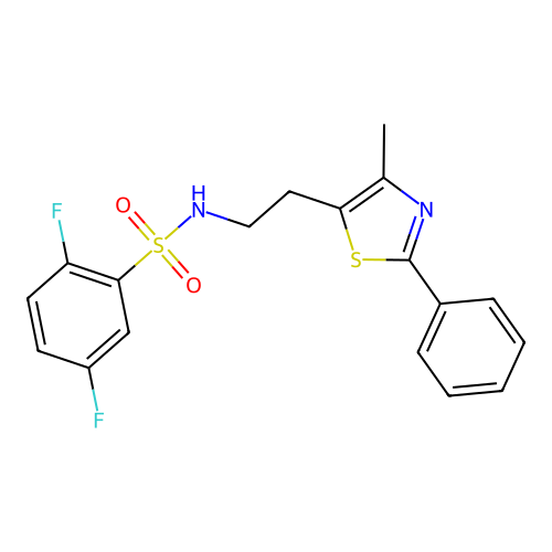 2,5-difluoro-N-[2-(4-methyl-2-phenyl-1,3-thiazol-5-yl)ethyl]benzenesulfonamide structure