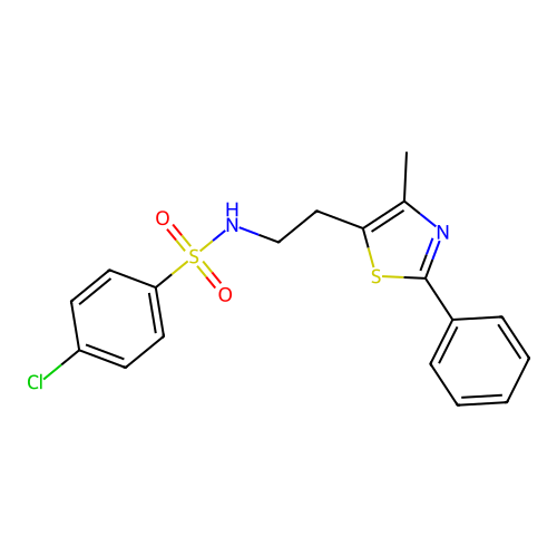 4-chloro-N-[2-(4-methyl-2-phenyl-1,3-thiazol-5-yl)ethyl]benzenesulfonamide structure