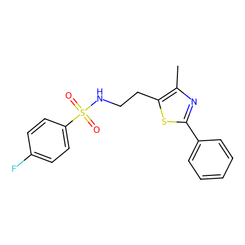 4-fluoro-N-(2-(4-methyl-2-phenylthiazol-5-yl)ethyl)benzenesulfonamide structure