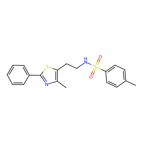 4-methyl-N-[2-(4-methyl-2-phenyl-1,3-thiazol-5-yl)ethyl]benzenesulfonamide structure
