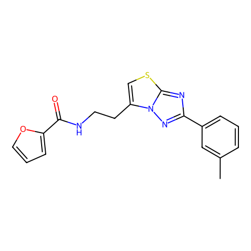 N-(2-(2-(m-tolyl)thiazolo[3,2-b][1,2,4]triazol-6-yl)ethyl)furan-2-carboxamide structure