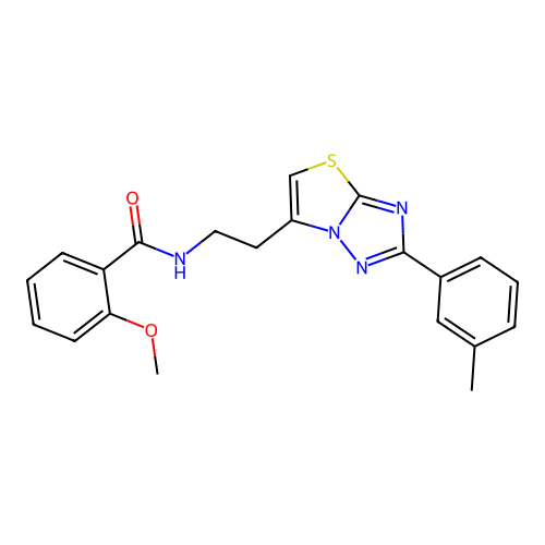 2-methoxy-N-(2-(2-(m-tolyl)thiazolo[3,2-b][1,2,4]triazol-6-yl)ethyl)benzamide structure