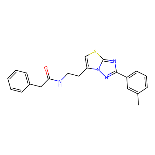 2-phenyl-N-(2-(2-(m-tolyl)thiazolo[3,2-b][1,2,4]triazol-6-yl)ethyl)acetamide structure