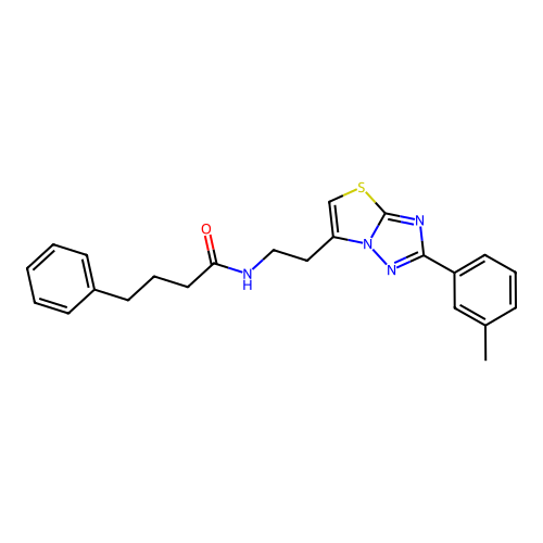 4-phenyl-N-(2-(2-(m-tolyl)thiazolo[3,2-b][1,2,4]triazol-6-yl)ethyl)butanamide structure