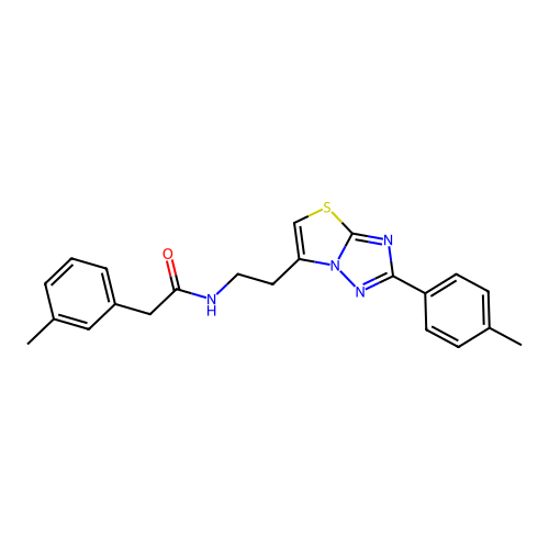 2-(m-tolyl)-N-(2-(2-(p-tolyl)thiazolo[3,2-b][1,2,4]triazol-6-yl)ethyl)acetamide structure
