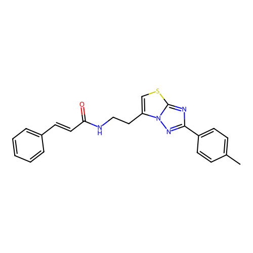 N-(2-(2-(p-tolyl)thiazolo[3,2-b][1,2,4]triazol-6-yl)ethyl)cinnamamide structure