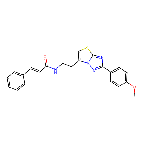 N-(2-(2-(4-methoxyphenyl)thiazolo[3,2-b][1,2,4]triazol-6-yl)ethyl)cinnamamide structure