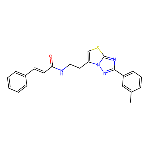 N-(2-(2-(m-tolyl)thiazolo[3,2-b][1,2,4]triazol-6-yl)ethyl)cinnamamide structure
