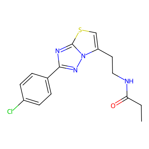 N-(2-(2-(4-chlorophenyl)thiazolo[3,2-b][1,2,4]triazol-6-yl)ethyl)propionamide structure