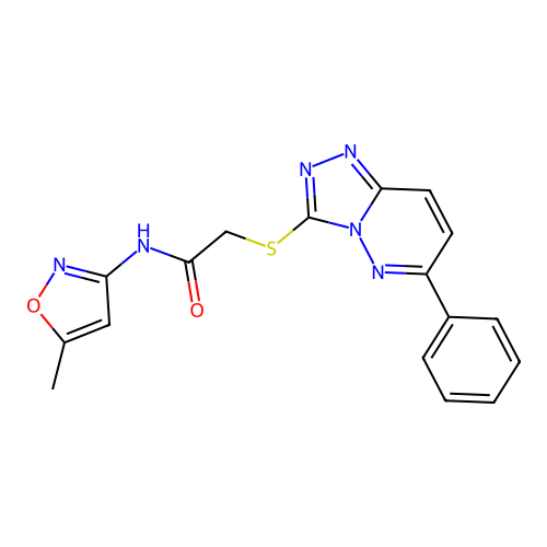 N-(5-methyl-1,2-oxazol-3-yl)-2-({6-phenyl-[1,2,4]triazolo[4,3-b]pyridazin-3-yl}sulfanyl)acetamide structure