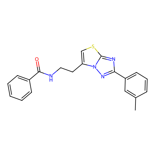 N-(2-(2-(m-tolyl)thiazolo[3,2-b][1,2,4]triazol-6-yl)ethyl)benzamide structure