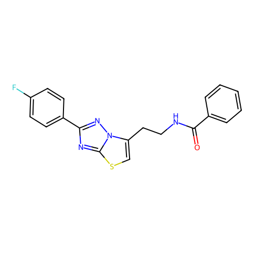 N-[2-[2-(4-fluorophenyl)-[1,3]thiazolo[3,2-b][1,2,4]triazol-6-yl]ethyl]benzamide structure