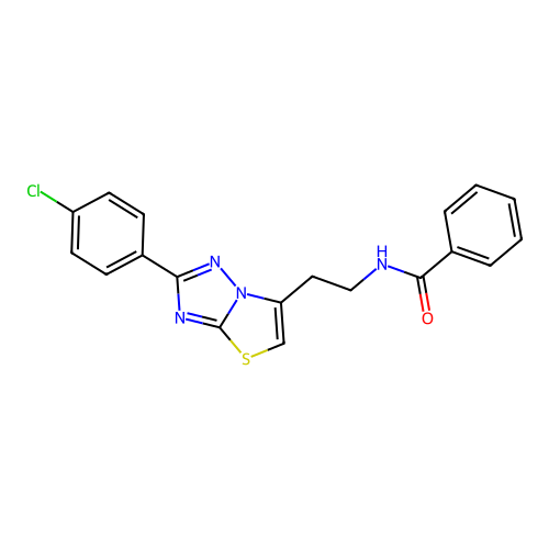 N-(2-(2-(4-chlorophenyl)thiazolo[3,2-b][1,2,4]triazol-6-yl)ethyl)benzamide structure