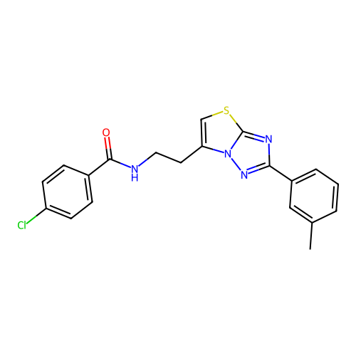4-chloro-N-(2-(2-(m-tolyl)thiazolo[3,2-b][1,2,4]triazol-6-yl)ethyl)benzamide structure