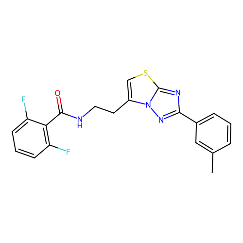 2,6-difluoro-N-(2-(2-(m-tolyl)thiazolo[3,2-b][1,2,4]triazol-6-yl)ethyl)benzamide structure