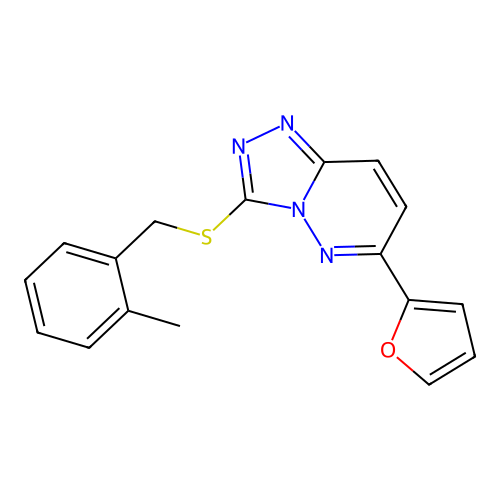 6-(Furan-2-yl)-3-((2-methylbenzyl)thio)-[1,2,4]triazolo[4,3-b]pyridazine structure
