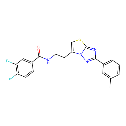 3,4-difluoro-N-(2-(2-(m-tolyl)thiazolo[3,2-b][1,2,4]triazol-6-yl)ethyl)benzamide structure