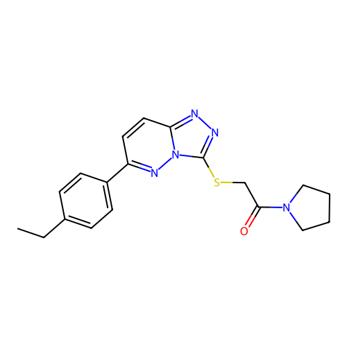 2-{[6-(4-ethylphenyl)-[1,2,4]triazolo[4,3-b]pyridazin-3-yl]sulfanyl}-1-(pyrrolidin-1-yl)ethan-1-one structure