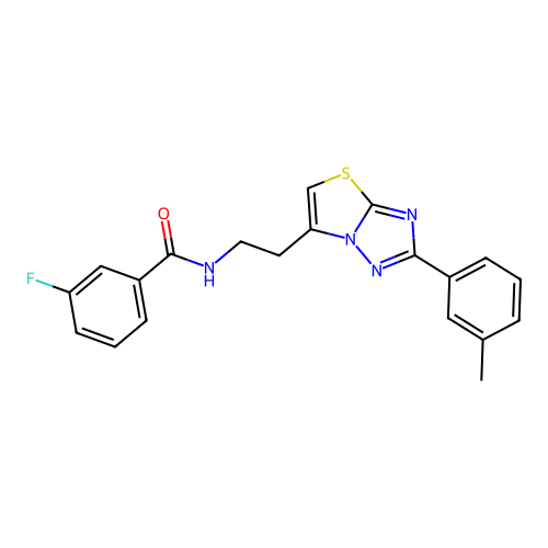 3-fluoro-N-(2-(2-(m-tolyl)thiazolo[3,2-b][1,2,4]triazol-6-yl)ethyl)benzamide structure