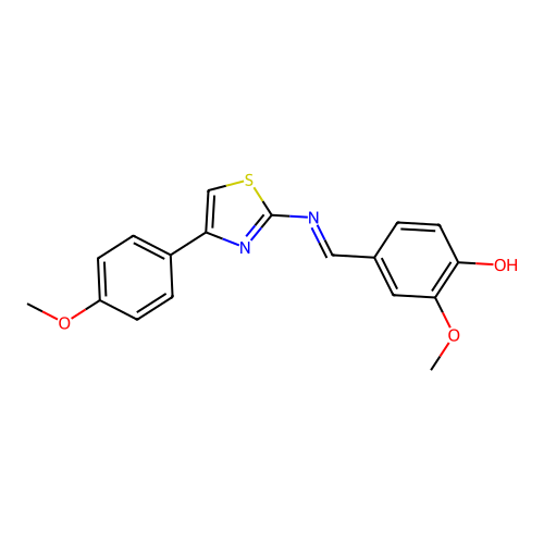 2-Methoxy-4-[[4-(4-methoxyphenyl)-1,3-thiazol-2-yl]iminomethyl]phenol structure
