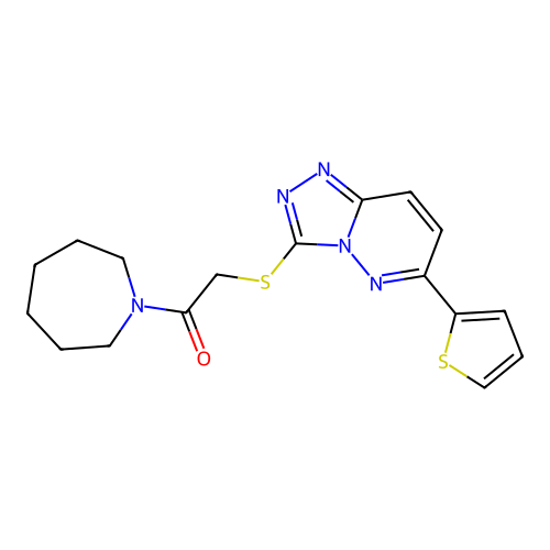 1-(azepan-1-yl)-2-{[6-(thiophen-2-yl)-[1,2,4]triazolo[4,3-b]pyridazin-3-yl]sulfanyl}ethan-1-one structure