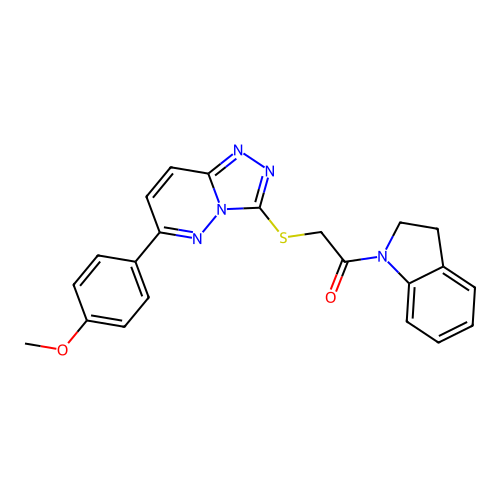 1-(indolin-1-yl)-2-((6-(4-methoxyphenyl)-[1,2,4]triazolo[4,3-b]pyridazin-3-yl)thio)ethanone structure
