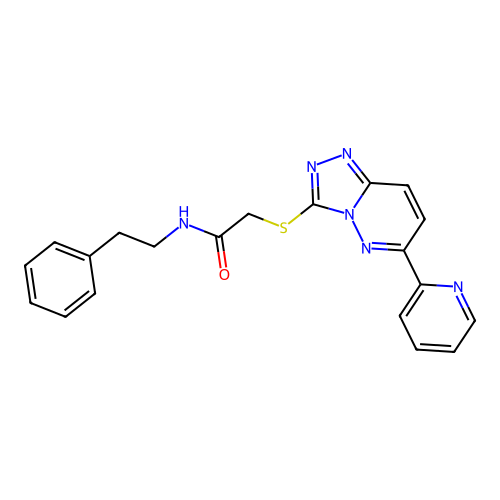 N-phenethyl-2-((6-(pyridin-2-yl)-[1,2,4]triazolo[4,3-b]pyridazin-3-yl)thio)acetamide structure