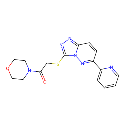 1-(morpholin-4-yl)-2-{[6-(pyridin-2-yl)-[1,2,4]triazolo[4,3-b]pyridazin-3-yl]sulfanyl}ethan-1-one structure