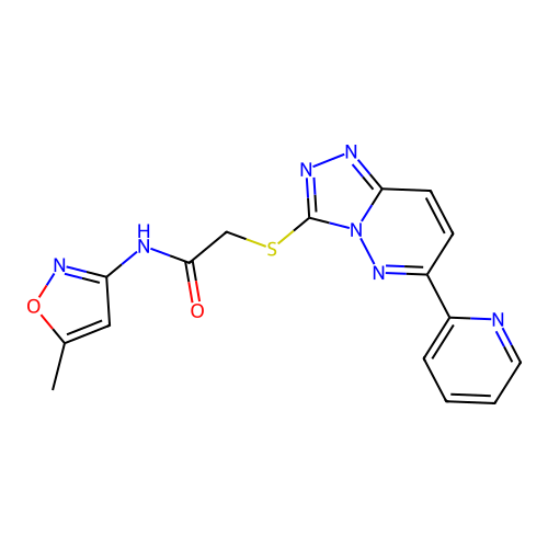 N-(5-methyl-1,2-oxazol-3-yl)-2-{[6-(pyridin-2-yl)-[1,2,4]triazolo[4,3-b]pyridazin-3-yl]sulfanyl}acetamide structure