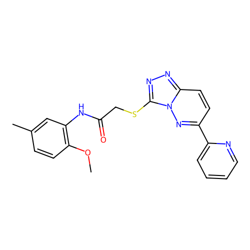 N-(2-methoxy-5-methylphenyl)-2-((6-(pyridin-2-yl)-[1,2,4]triazolo[4,3-b]pyridazin-3-yl)thio)acetamide structure