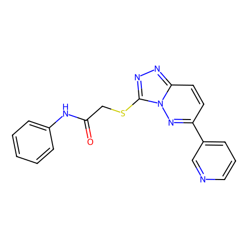 N-phenyl-2-((6-(pyridin-3-yl)-[1,2,4]triazolo[4,3-b]pyridazin-3-yl)thio)acetamide structure