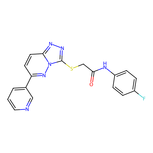 N-(4-fluorophenyl)-2-((6-(pyridin-3-yl)-[1,2,4]triazolo[4,3-b]pyridazin-3-yl)thio)acetamide structure