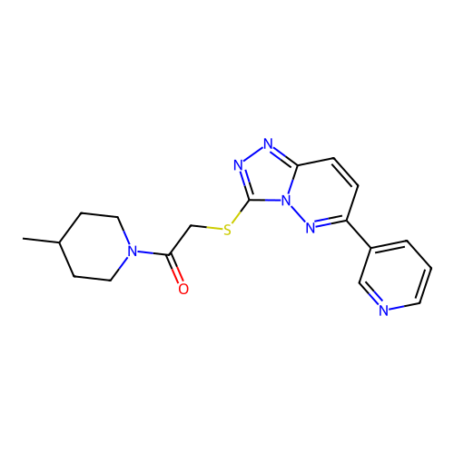 1-(4-methylpiperidin-1-yl)-2-{[6-(pyridin-3-yl)-[1,2,4]triazolo[4,3-b]pyridazin-3-yl]sulfanyl}ethan-1-one structure