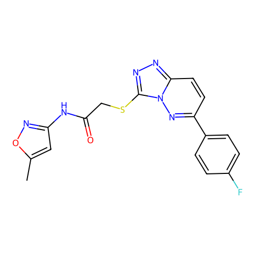 2-{[6-(4-fluorophenyl)-[1,2,4]triazolo[4,3-b]pyridazin-3-yl]sulfanyl}-N-(5-methyl-1,2-oxazol-3-yl)acetamide structure
