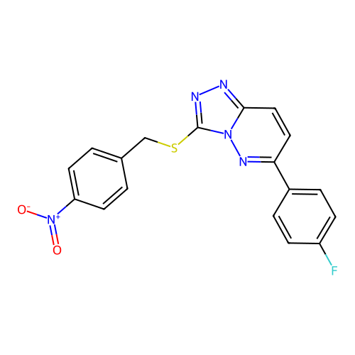 6-(4-Fluorophenyl)-3-((4-nitrobenzyl)thio)-[1,2,4]triazolo[4,3-b]pyridazine structure
