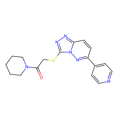 1-piperidin-1-yl-2-[(6-pyridin-4-yl-[1,2,4]triazolo[4,3-b]pyridazin-3-yl)sulfanyl]ethanone structure