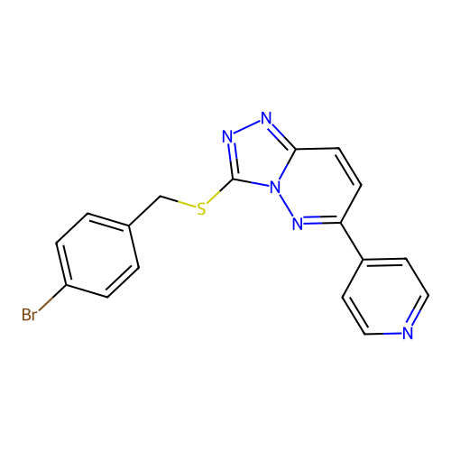 3-((4-bromobenzyl)thio)-6-(pyridin-4-yl)-[1,2,4]triazolo[4,3-b]pyridazine structure