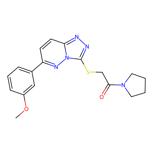2-((6-(3-methoxyphenyl)-[1,2,4]triazolo[4,3-b]pyridazin-3-yl)thio)-1-(pyrrolidin-1-yl)ethanone structure