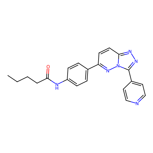 N-(4-(3-(pyridin-4-yl)-[1,2,4]triazolo[4,3-b]pyridazin-6-yl)phenyl)pentanamide structure