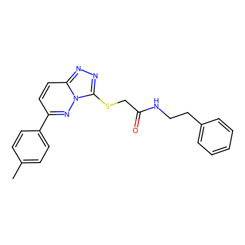 N-phenethyl-2-((6-(p-tolyl)-[1,2,4]triazolo[4,3-b]pyridazin-3-yl)thio)acetamide structure