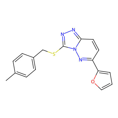6-(Furan-2-yl)-3-((4-methylbenzyl)thio)-[1,2,4]triazolo[4,3-b]pyridazine structure