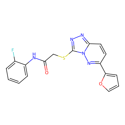 N-(2-fluorophenyl)-2-[[6-(furan-2-yl)-[1,2,4]triazolo[4,3-b]pyridazin-3-yl]sulfanyl]acetamide structure
