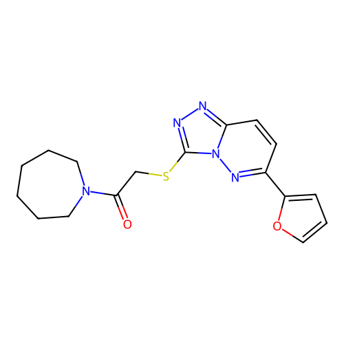 1-(azepan-1-yl)-2-{[6-(furan-2-yl)-[1,2,4]triazolo[4,3-b]pyridazin-3-yl]sulfanyl}ethan-1-one structure