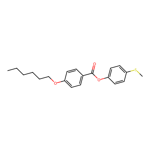 Benzoic acid, 4-(hexyloxy)-, 4-(methylthio)phenyl ester structure