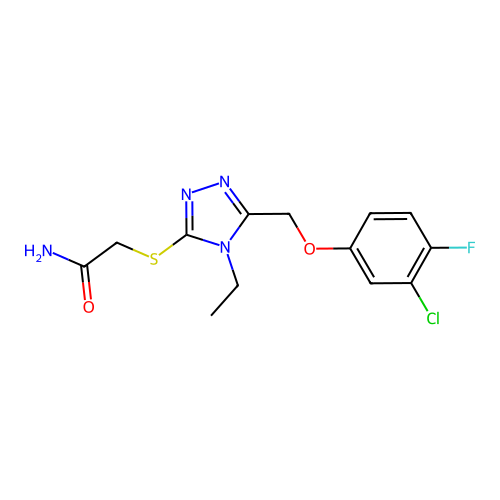 2-({5-[(3-chloro-4-fluorophenoxy)methyl]-4-ethyl-4H-1,2,4-triazol-3-yl}sulfanyl)acetamide structure
