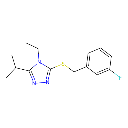 4-Ethyl-3-[(3-fluorophenyl)methylsulfanyl]-5-propan-2-yl-1,2,4-triazole structure