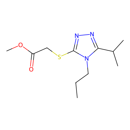 Methyl 2-[5-(methylethyl)-4-propyl-1,2,4-triazol-3-ylthio]acetate structure