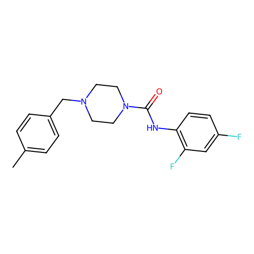 N-(2,4-difluorophenyl)-4-[(4-methylphenyl)methyl]piperazine-1-carboxamide structure