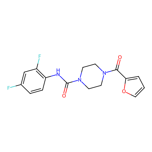 N-(2,4-difluorophenyl)-4-(furan-2-carbonyl)piperazine-1-carboxamide structure