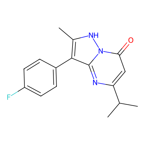 3-(4-fluorophenyl)-5-isopropyl-2-methylpyrazolo[1,5-a]pyrimidin-7(4H)-one structure